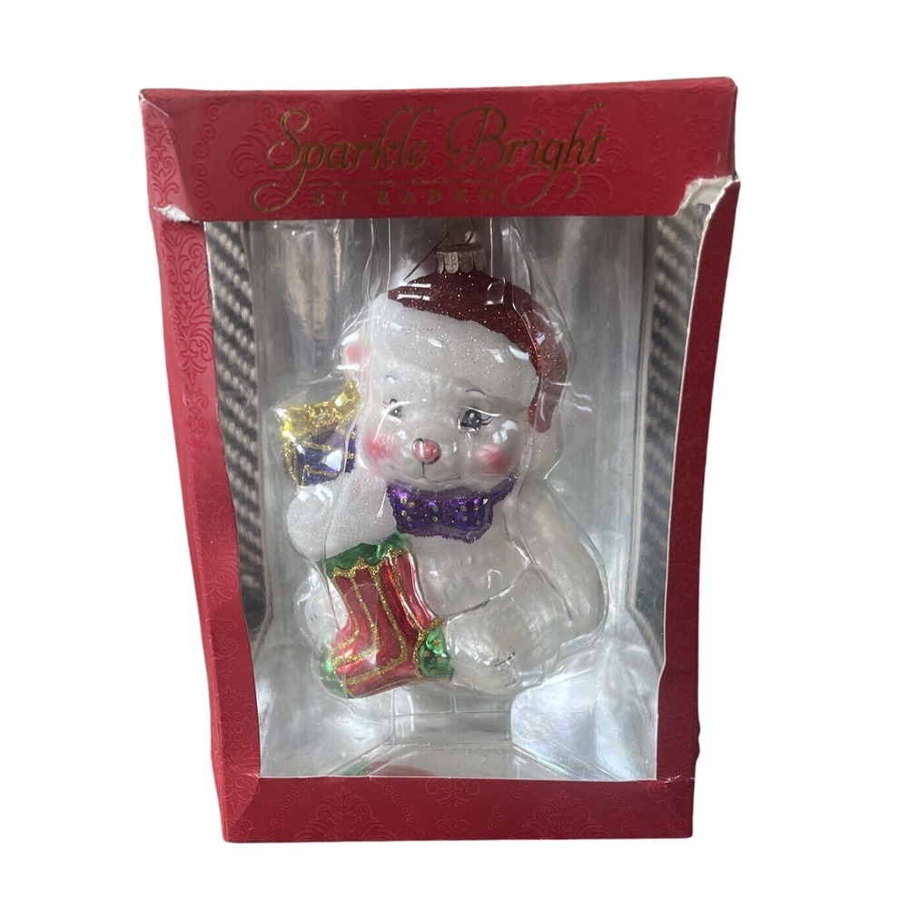 Sparkle Bright Radko Teddy Bear Stocking Christmas 6" Ornament '12 New Open‎ Box